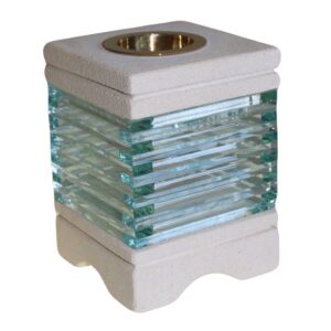 Sandstone Oil Burner – Square Glass Brick | Hand Carved